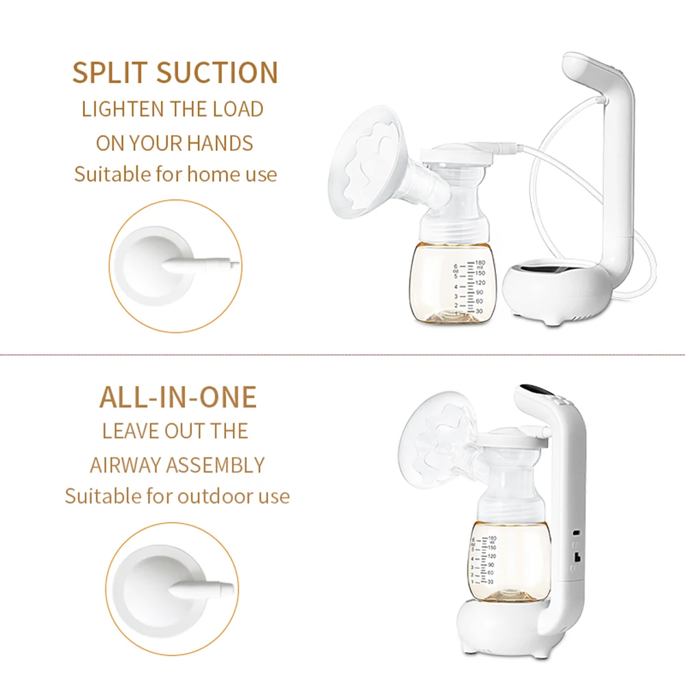 Electric Breast Pump for Breastfeeding 45℃ Constant Temperature Warming Milk Low Noise with 180ml Milk Bottle LED Screen 3