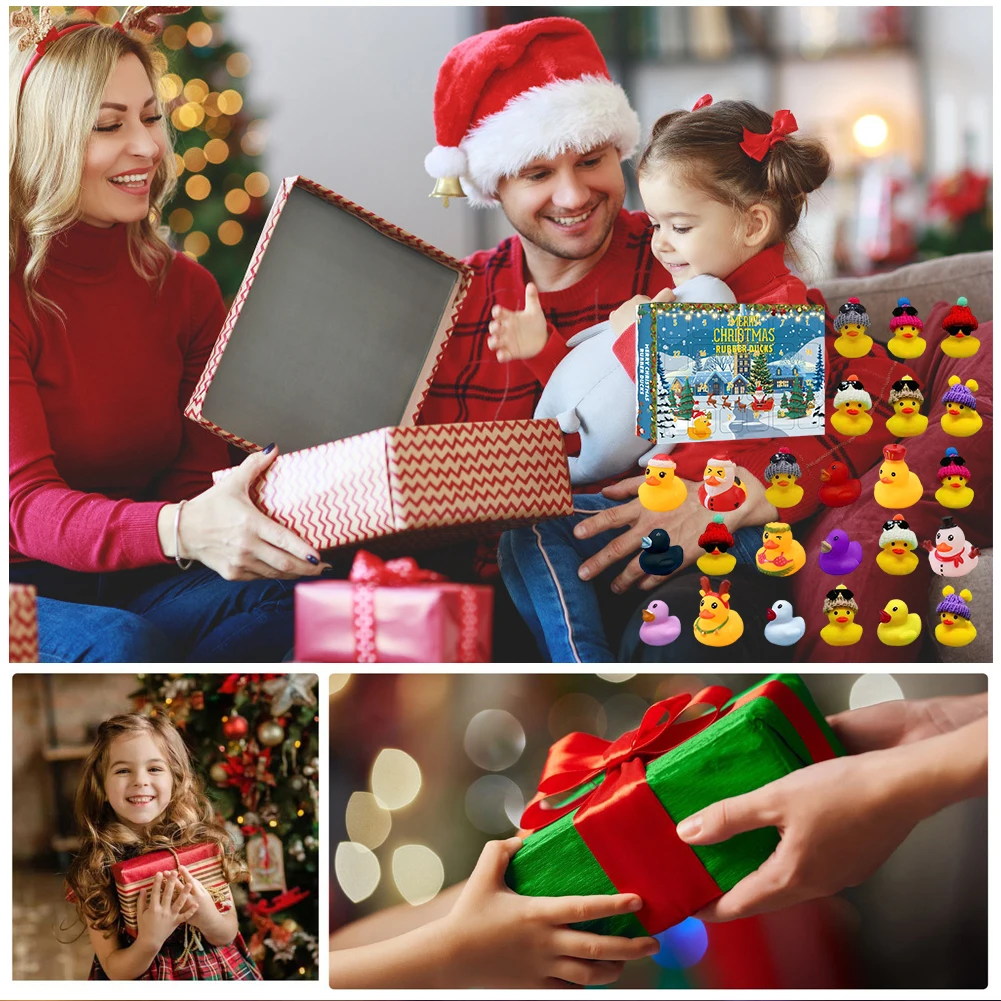 Duck Advent Calendar 2025 with 24 Rubber Ducks 24 Days Xmas Countdown Rubber Duck Set Duck Toy Advent Calendar for Boys Girls