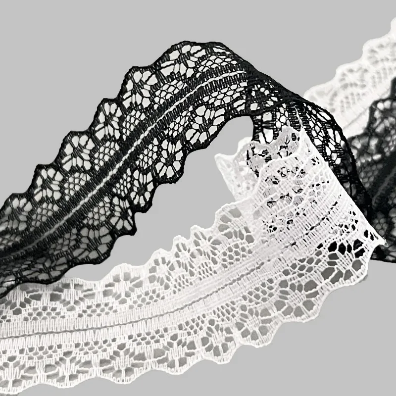 Elegant Black and White Lace Shoelaces
