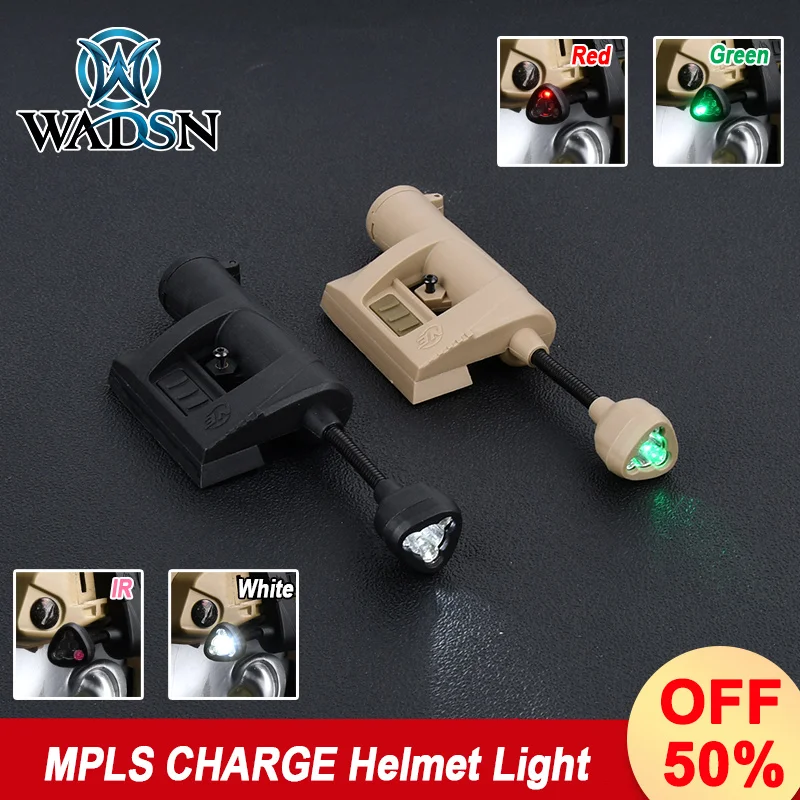 

WADSN Tactical Fast Helmet Light MPLS CHARGE 4 Modes Red Green White IR Military Hunting Signal LED Lamp Headlight