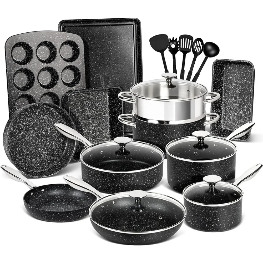 

MICHELANGELO Pots and Pans Set 22 Piece, Nonstick Kitchen Cookware Sets with Stone-Derived Coating, Nonstick Pots and Pans Set,