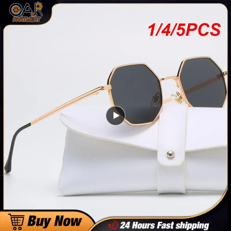 

1/4/5PCS Small Square Sunglasses for Men Women Polygon Mirrored Lens Sun Glasses Driving Eyewear Fashion Metal Frame Glasses