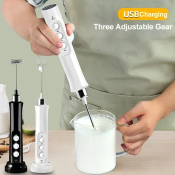 3 In 1 Portable Rechargeable Electric Milk Frother Foam Maker Handheld Foamer High Speeds Drink Mixer Coffee Frothing Wand 2
