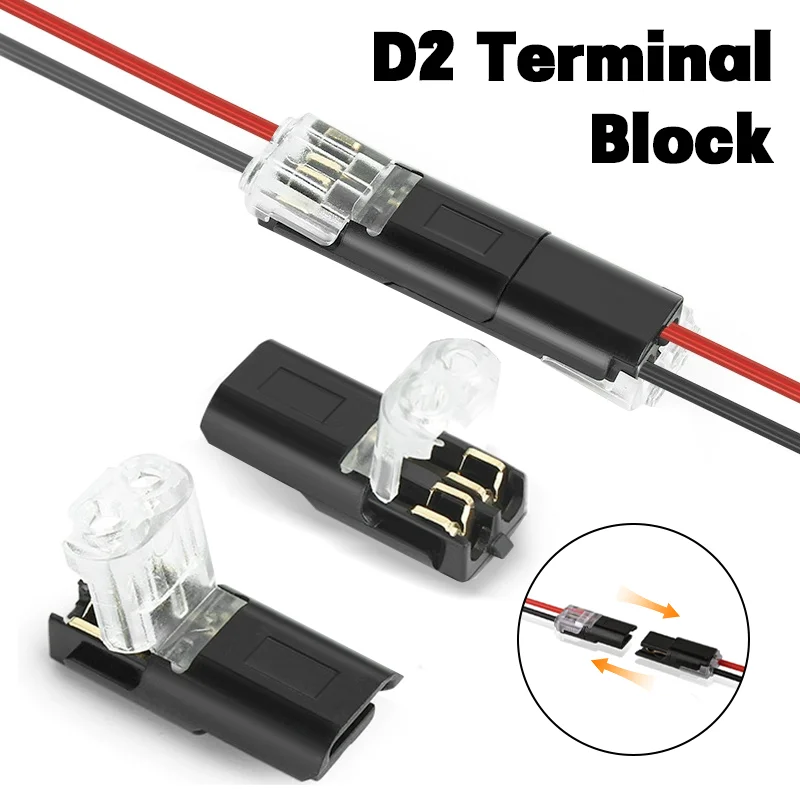 5/10/20/30pcs 2 Pin Cable Wire Connector Terminal Connector Electrical Connectors Plug Double-Wire Plug-in Connector with Locking Buckle