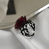 Red Rose Gothic Victorian Rings Adjustable Finger Rings Goth Trendy Flower Open Rings Halloween Party Jewelry Wedding 4