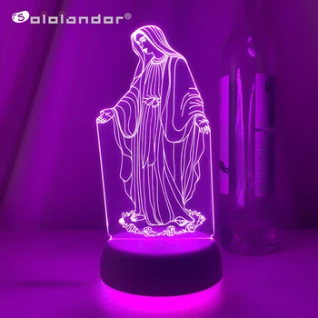 Acrylic 3D LED Night Light Blessed Virgin Mary Touch 7 Color 1