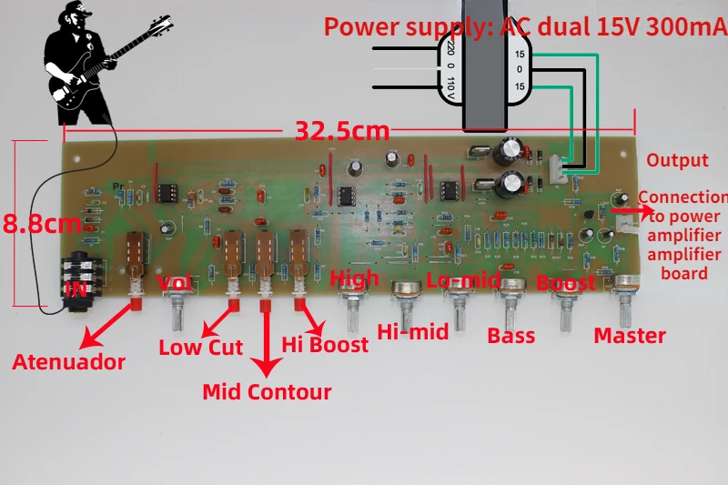 DIY Electric Bass Preamp Circuit Board Guitar Speaker Preamp Tone