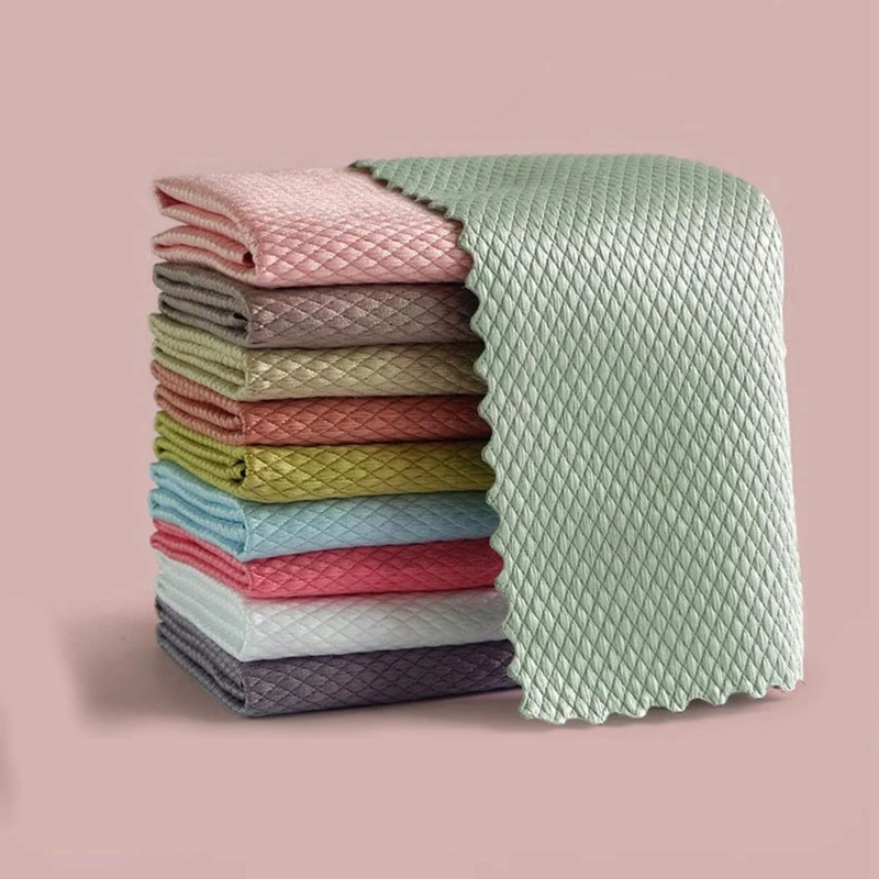 

5 Pcs Kitchen Anti-Grease Wiping Rags Efficient Fish Scale Wipe Cloth Cleaning Cloth Home Washing Dish Cleaning Towel For Car