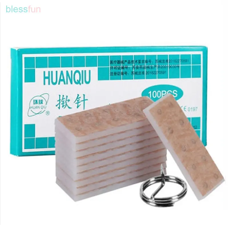 Multi-Condition Ear Seed Press Needles 100Pcs/box Embedded Acupuncture Vaccaria Plaster Bean Massagee Meridian Acupoints
