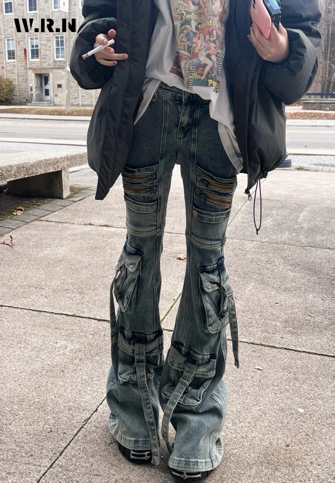 Women Abi Harajuku Y2K Streetwear Pantalones Low Rise Denim