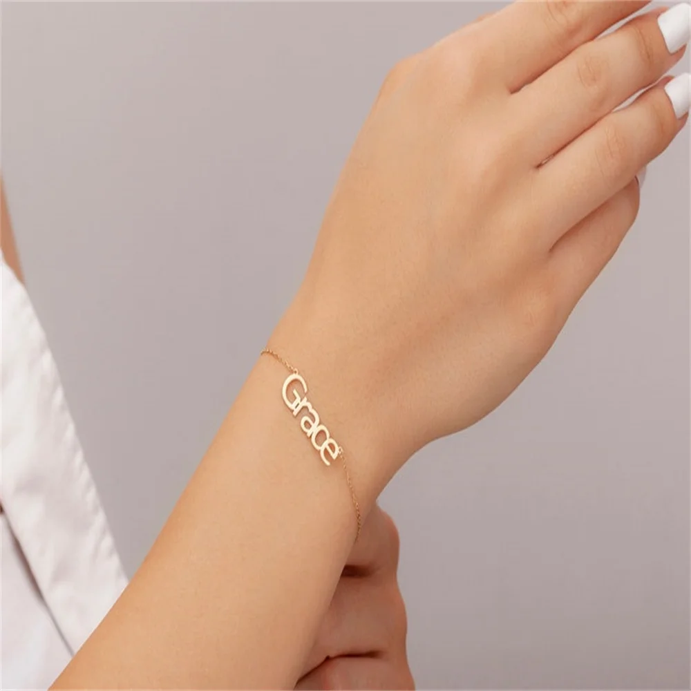 Personalized Name Bracelet Custom Couple Stainless Steel Best Friend Bracelets Baby Girl Personalized Valentines Day Gift