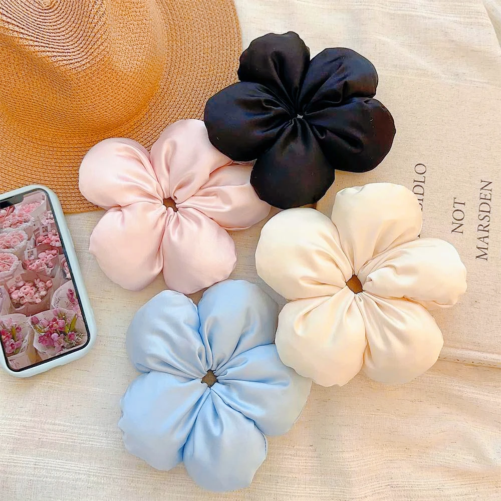 여성을위한 패션 대형 실크 Scrunchies 한국어 탄성 헤어 넥타이 포니 테일 고무 밴드 헤어 넥타이 포니 테일 홀더