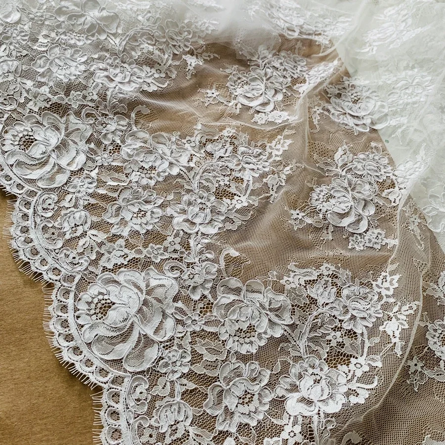 

Handmade Cording Lace Wedding Gowns Making Lace Off White 1 Piece=3 Meters Cord Eye-lash French Fabric nigerian lace fabrics