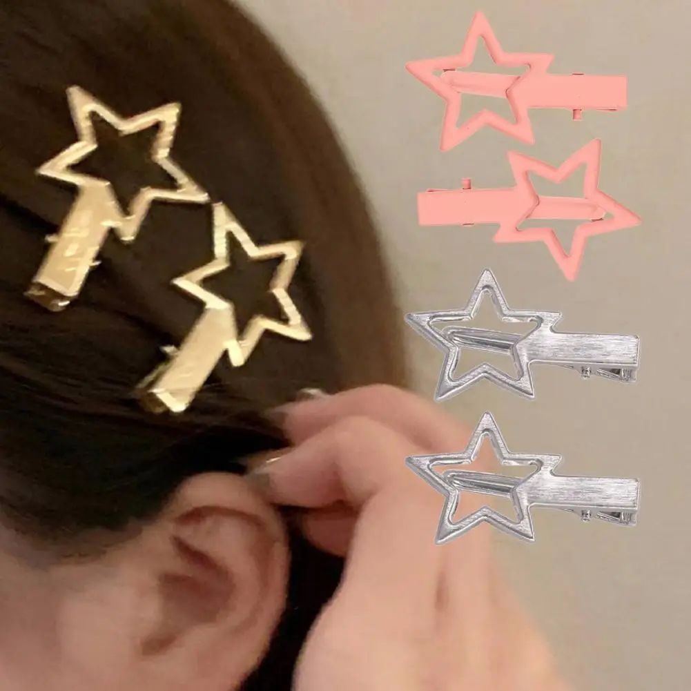 

Star Hair Clips Stylish Star-shaped Hairpins Lightweight Metal Clips with Anti-slip Elastic for Strong Hold Polished Finish