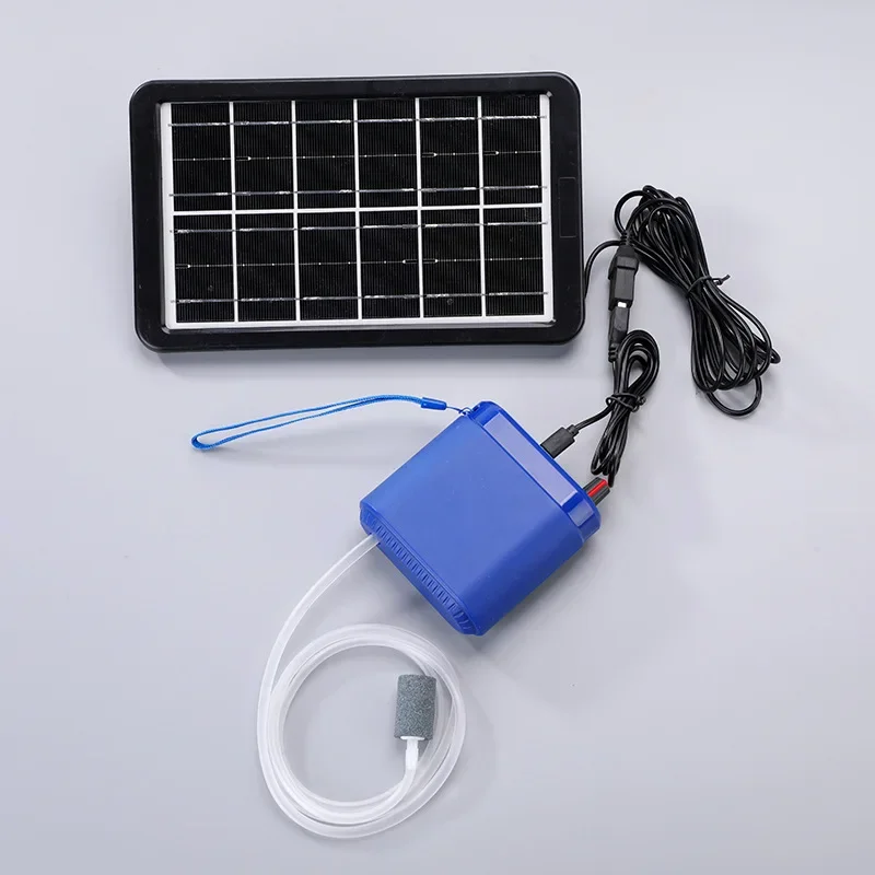 Solar Power Oxygen Pump for Aquarium Fish Tank USB Charging Noiseless Outdoor Fishing Oxygen Machine