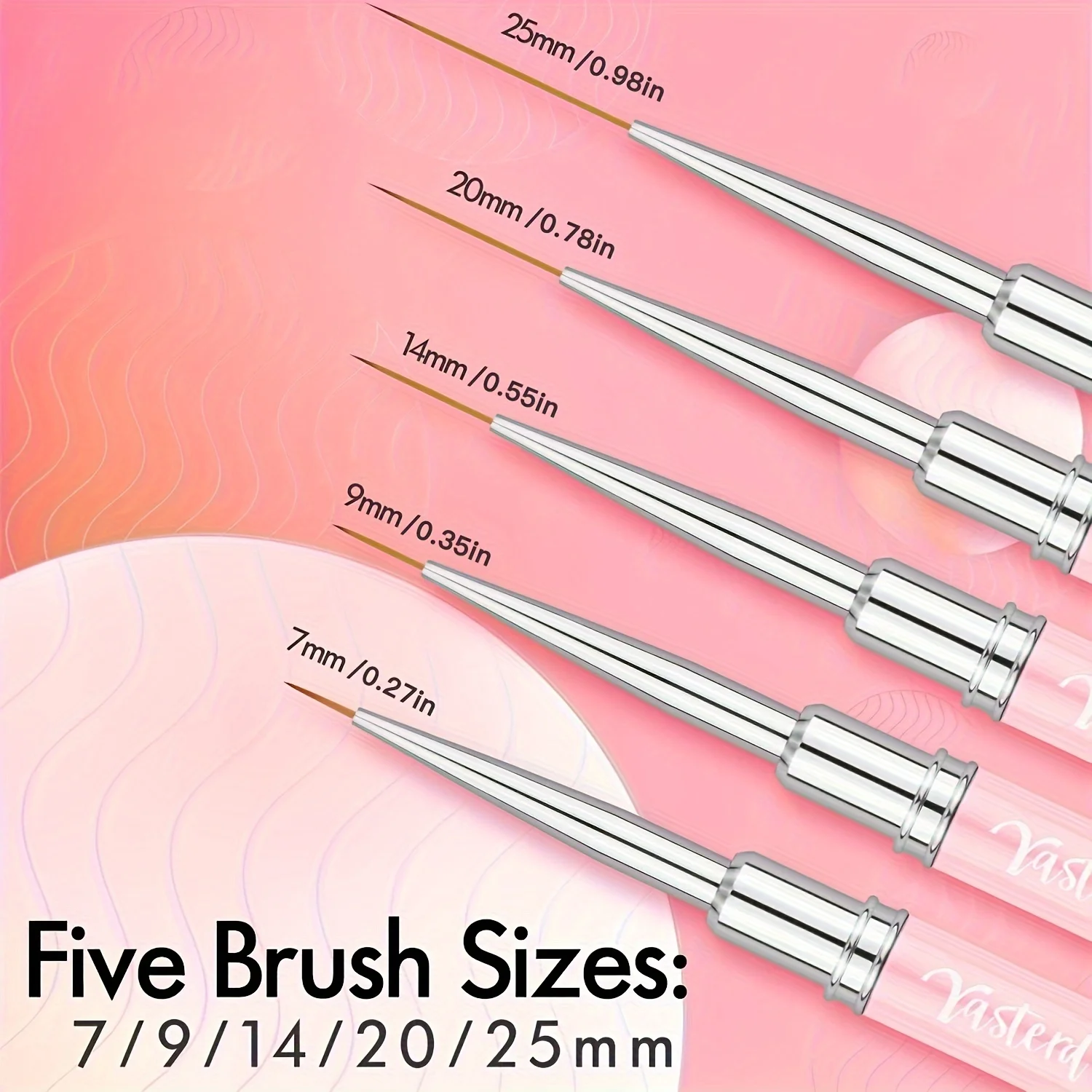 Nail Art Brushes, 5pcs Long Nail Art Line Brushes for Details, Fine Designs, Thin Nail Design Brush Set Gel Polish Painting Pens 2