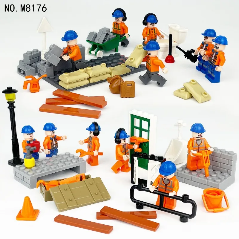 Construction team children assembled toys, construction engineering dolls, decorative gifts, educational toys, birthday gifts. - 3