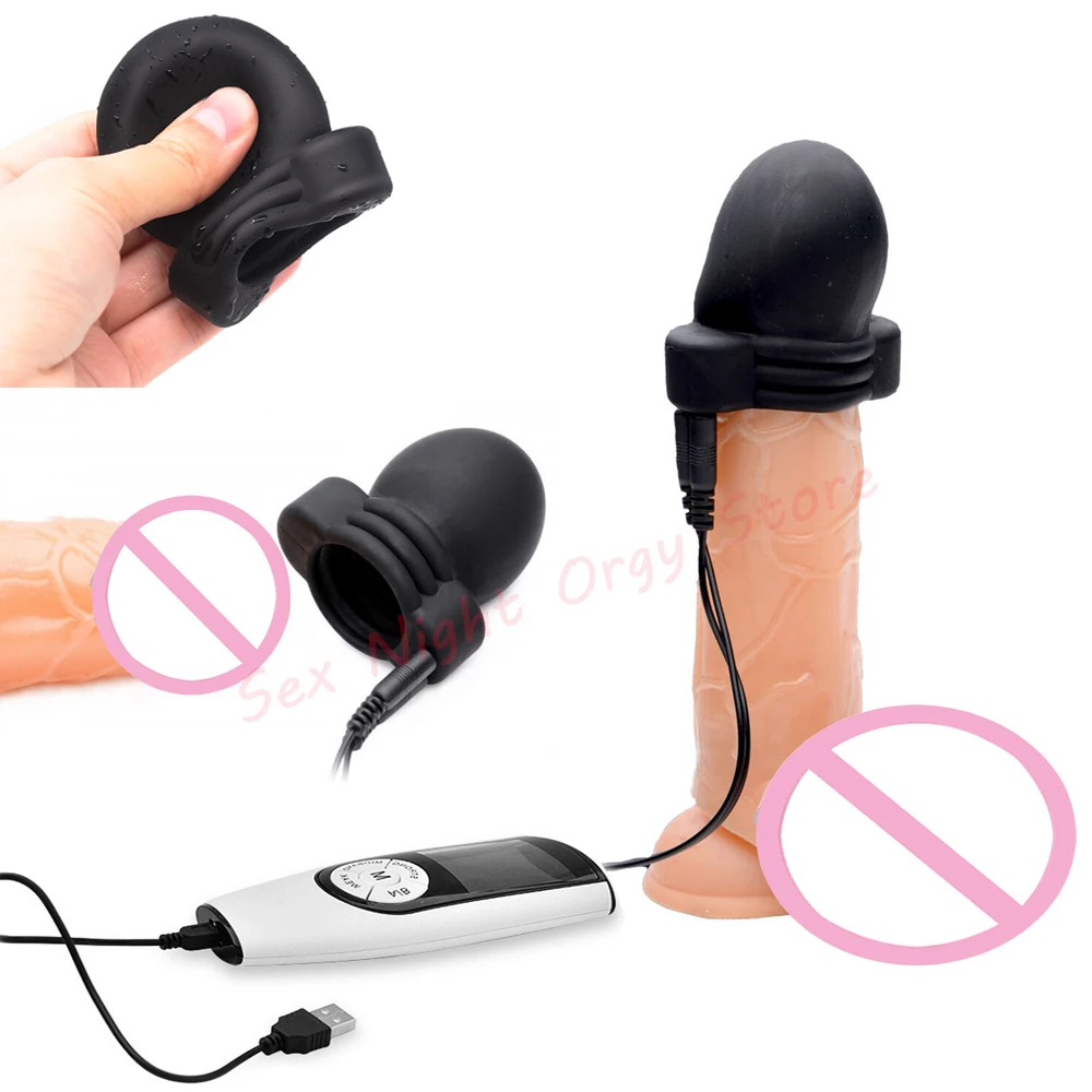 SM Penis Electro Stimulator Glans Trainer Men Masturbation Electric Shock Penis Head Massage Delay Training E-stim Sex Toy