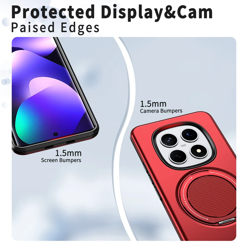 ELVEV Magnetic Shockproof Case with Rotating Ring Bracket - Hard PC + Soft TPU