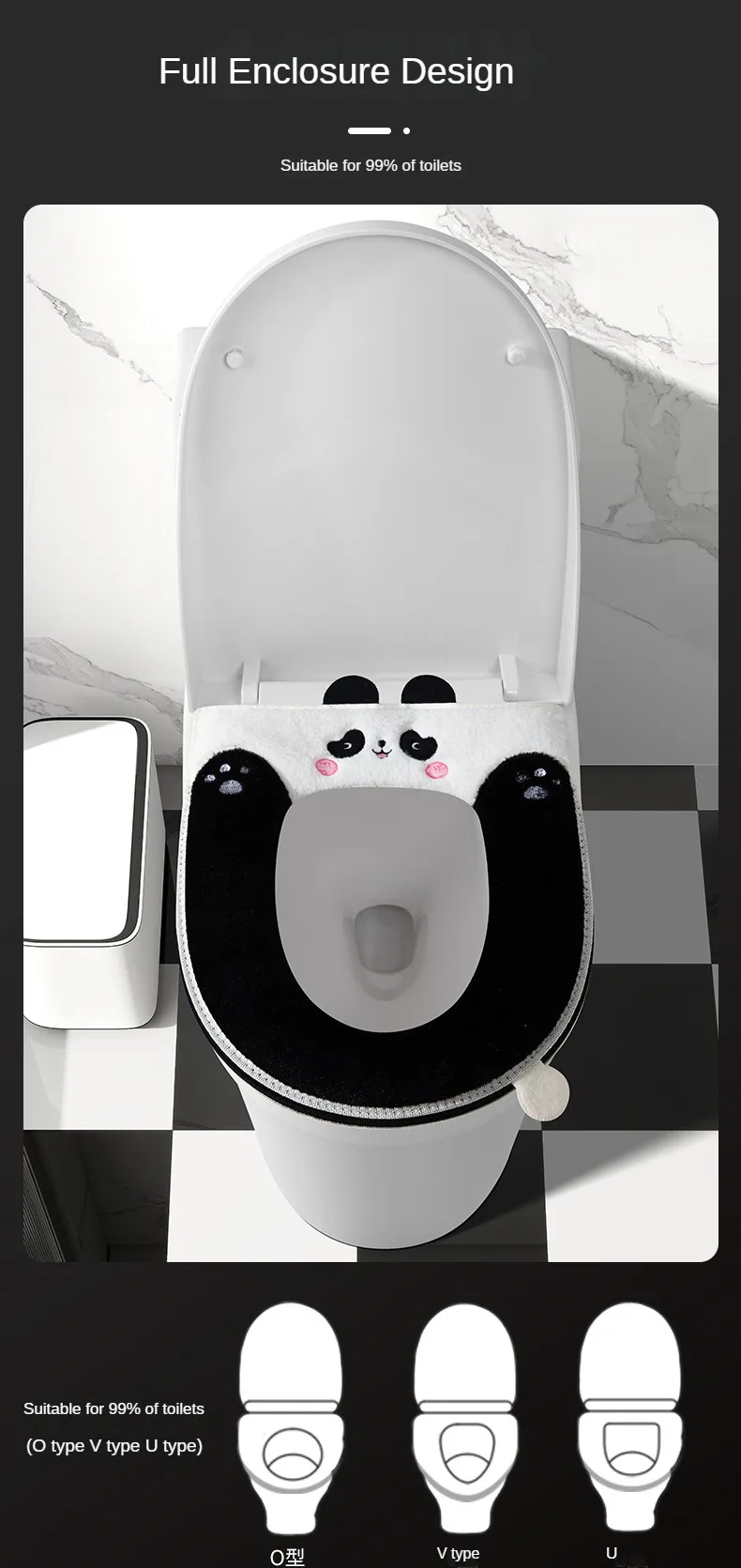Cute Panda Toilet Seat Warmer - Universal Fit