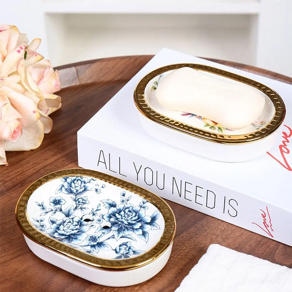 

Керамическая Коробка для мыла в стиле ретро, винтажный поднос для посуды, двухслойный съемный держатель для мыла, аксессуары для ванной комнаты