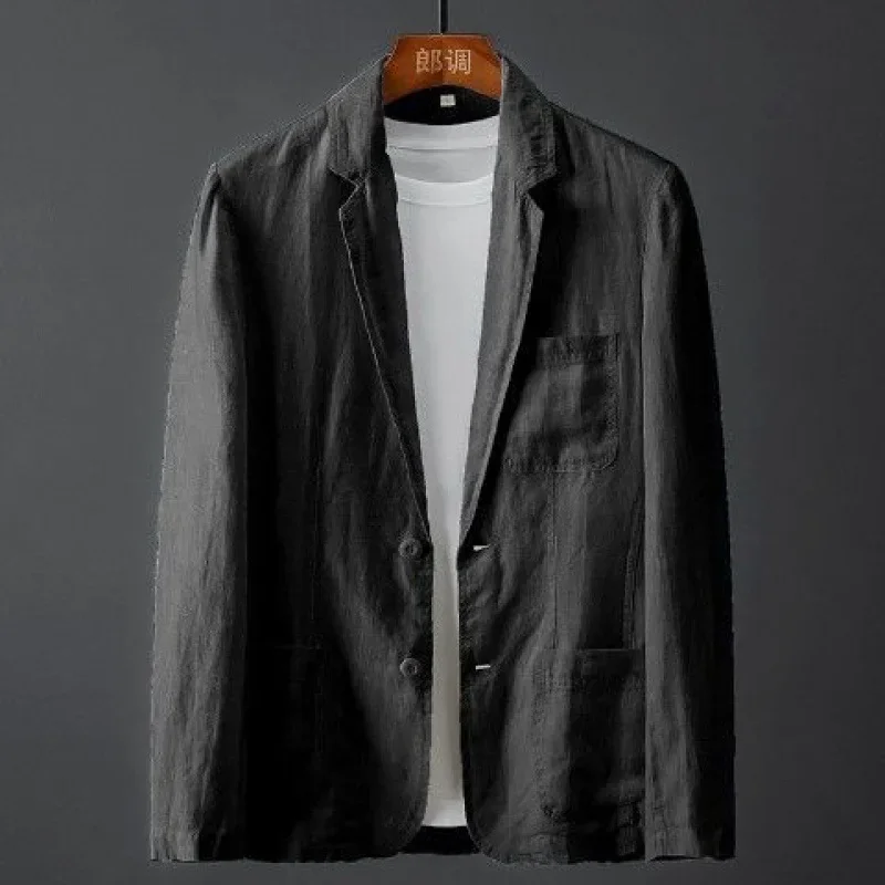 Mens Blazer Spring Summer Cotton Linen