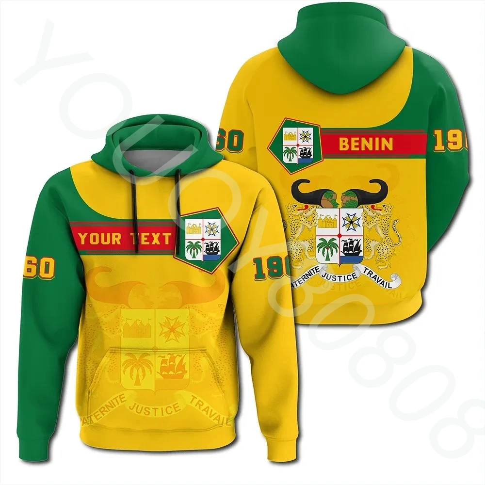 

(Custom) African Region Men's Hoodie Harajuku Casual Street Style 3D Print Benin Country Pullover Hoodie Pentagonal Style