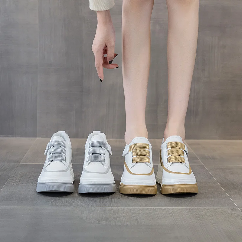 Spring Sneakers Women Wedge | Leather Sneakers Wedge | Fujin