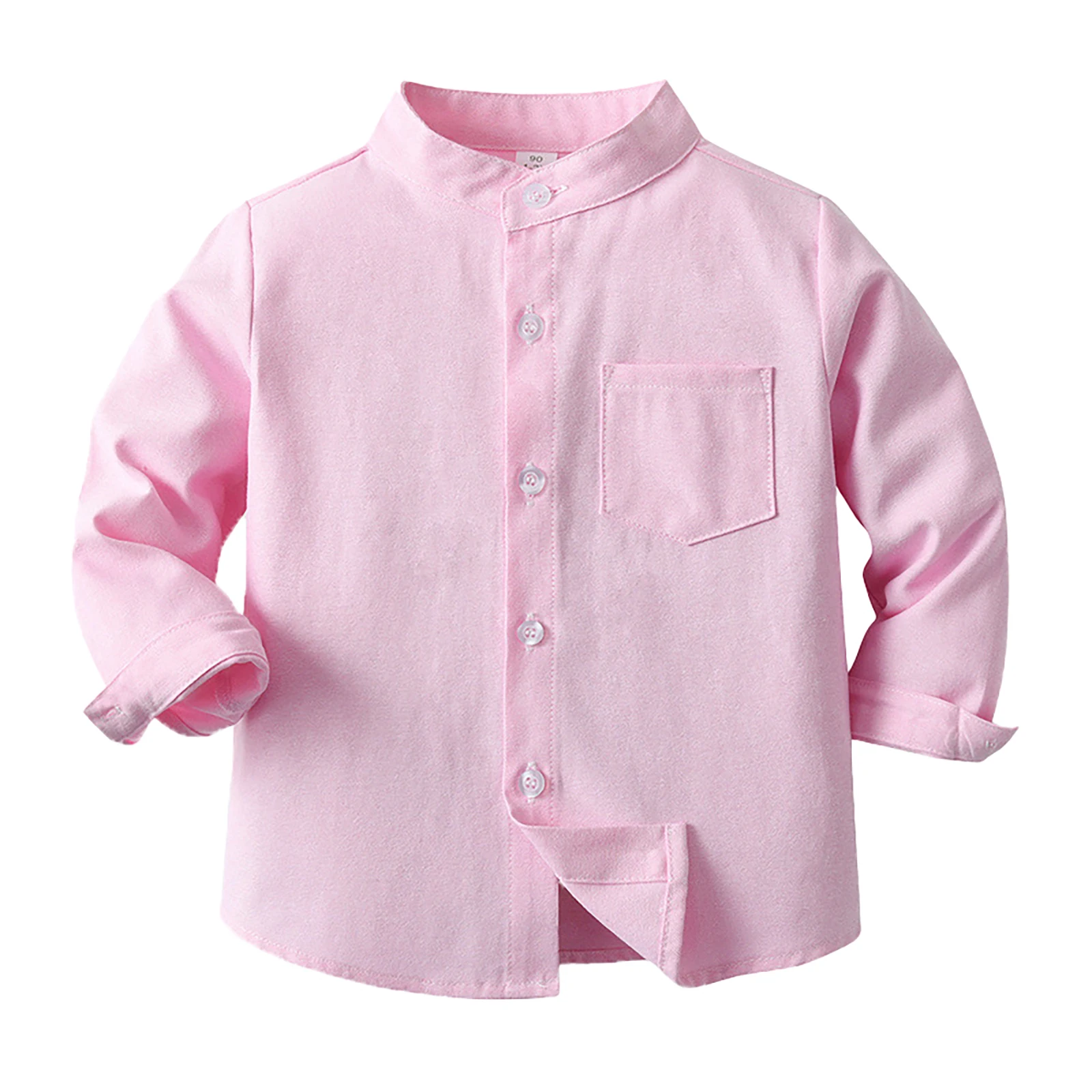 Kids Boys Solid Color Shirts Tops Long Sleeve Single-breasted Baby's Formal Shirt for Christening Birthday Party Toddler Clothes