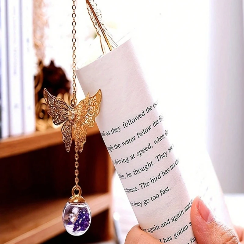 Classic Chinese Metal Bookmark Gift Box Avec Plumes Et Papillons Mode Papeterie Souvenir Pour Enseignants Et Amis Camarade