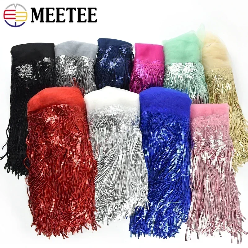 5/10Yard Meetee 18cm Colorful Sequins Tassel Lace Fabric Fringe Trim Ribbon Dance Performance Dresses Decor Sewing Accessories tassel fringe tassel decoration tassel accessories tassel trim