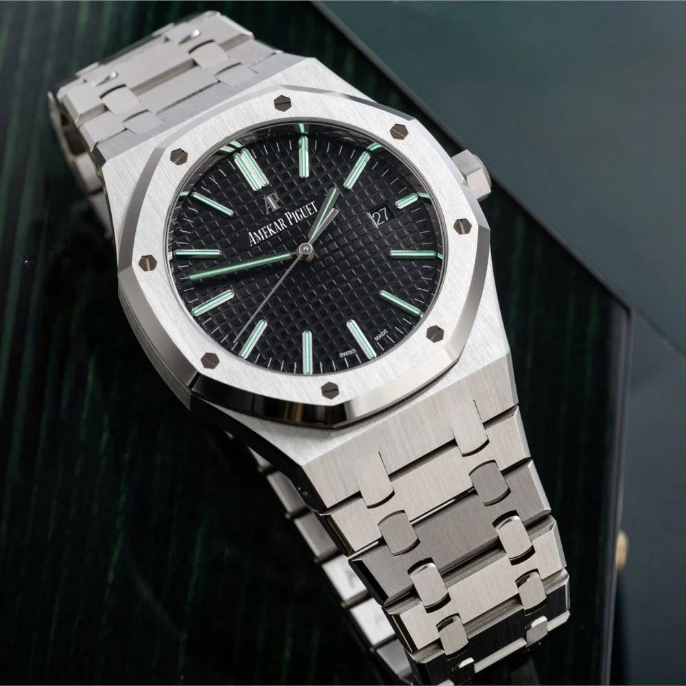 Designer Luxury Brand Logo 41mm Men Japan Movement Stainless Steel Case Watch Waterproof Quartz 15400 High Quality WristWatches
