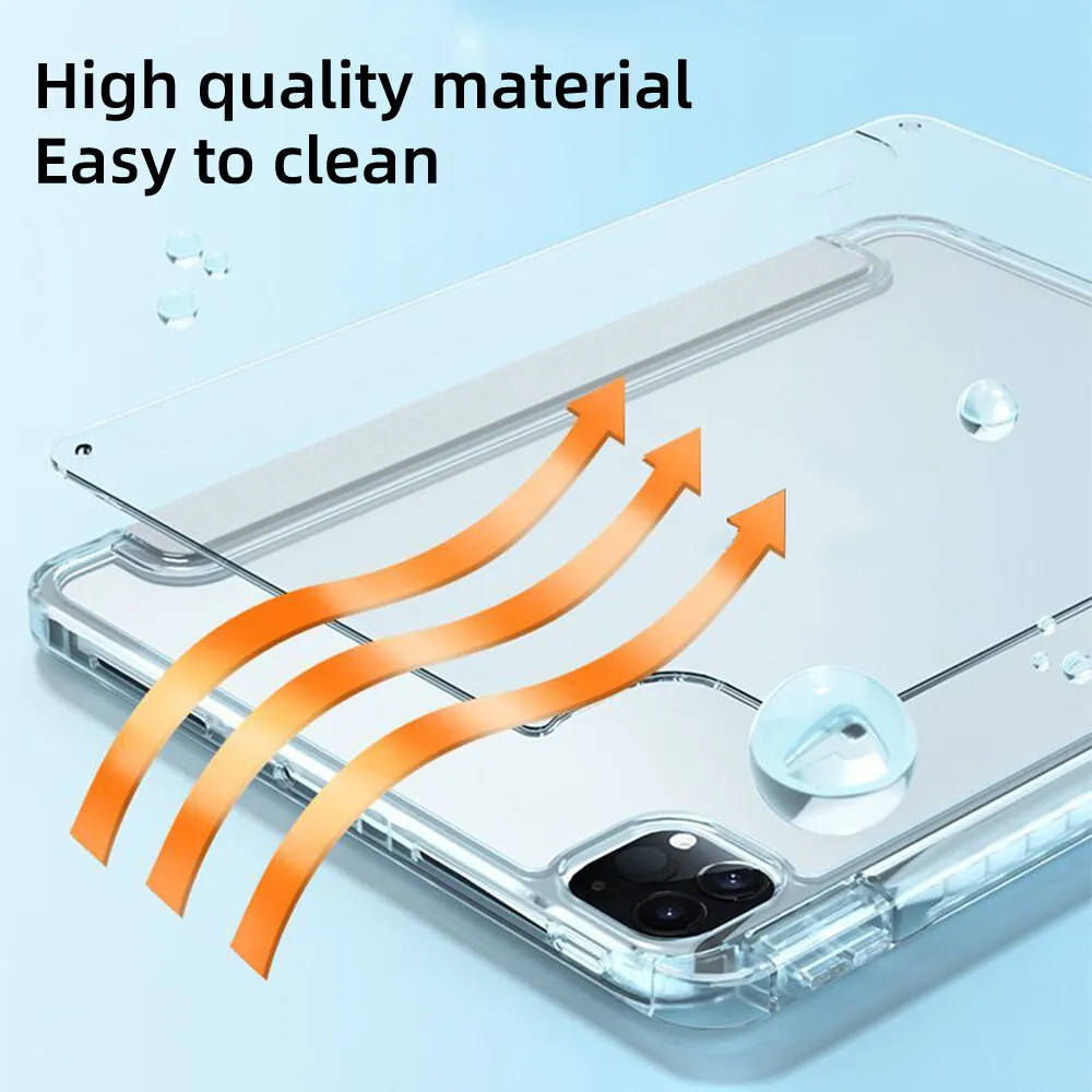 Sleek Tri-Fold Stand Clear Acrylic iPad Air Case with Pen Slot
