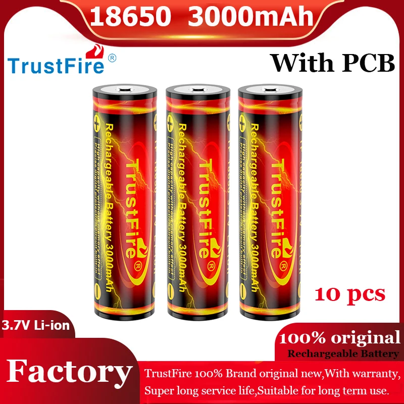 Trustfire 100% 3.7V 3000Mah 18650 Batterie Al Litio Ricaricabili Aa Batterie Con Pcb Per Mc12 H5R Torcia Mouses Toys