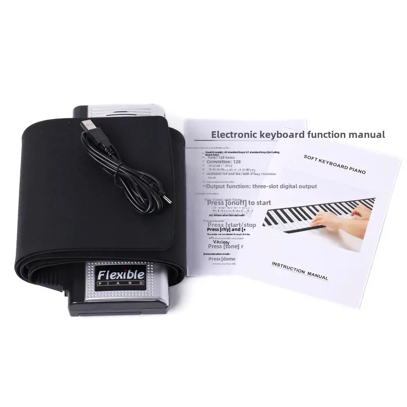 61-Key Silicone Foldable Electronic Piano Beginner Level English Horn for Adults Portable Keyboard Instrument Sport Entertainmen