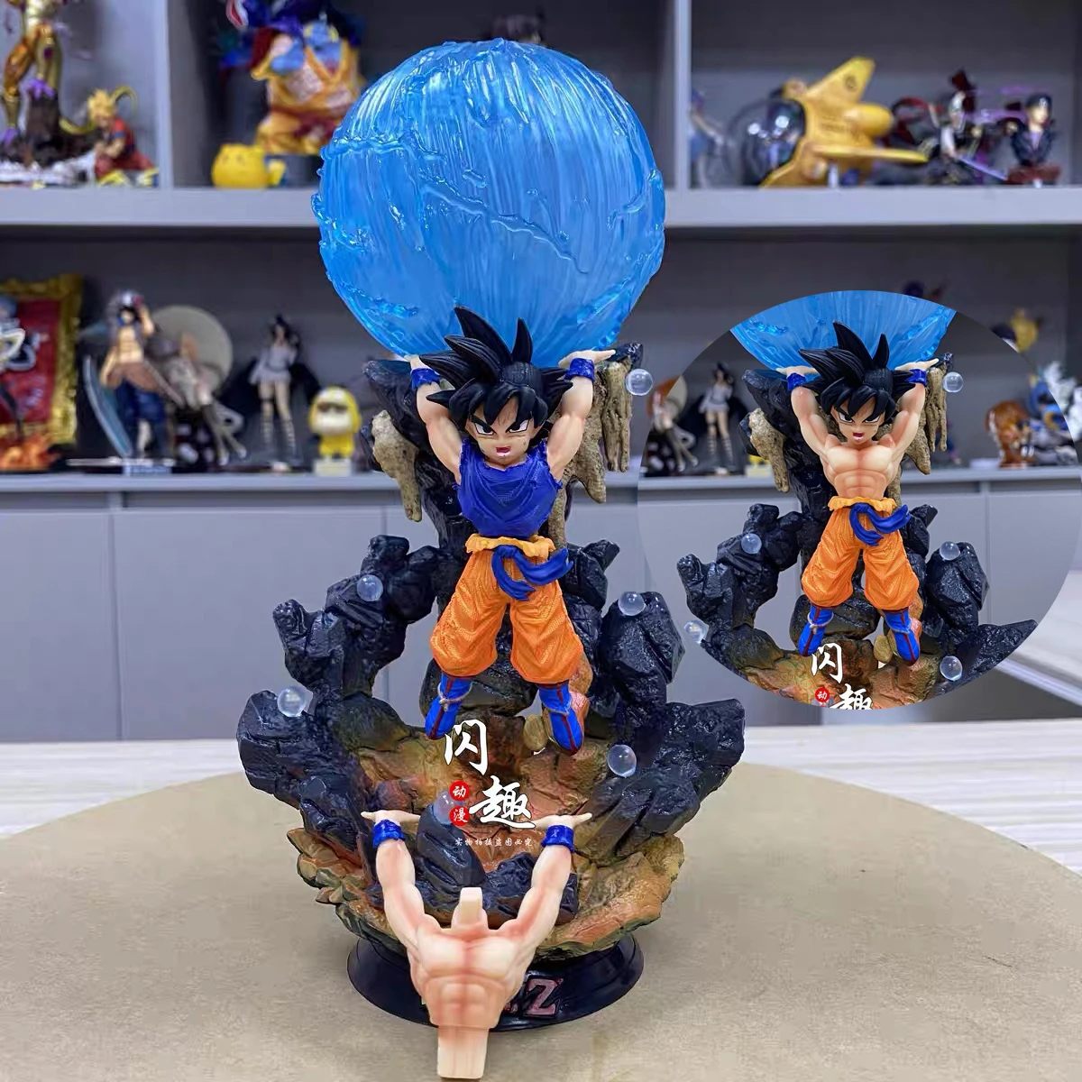 

New 25cm Dragon Ball Gt Son Goku Anime Figure Spirit Bomb With Light Action Figurine Pvc Statue Collectible Model Doll Toy Gift
