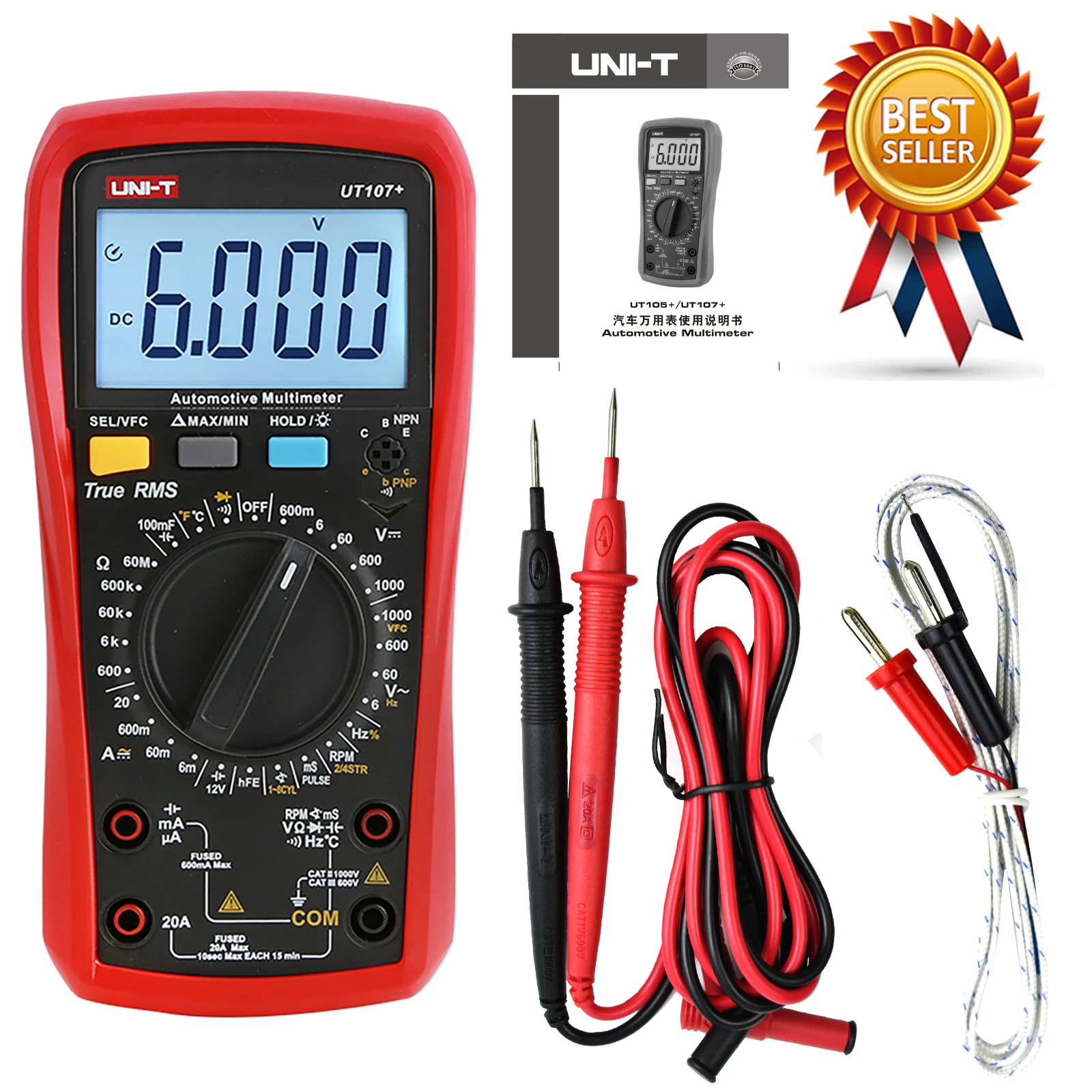 UNI-T UT105+ UT107+ Automobile Multimeter High Precision True RMS  Automobile Automatic Range Actual Value Digital Multimeter.