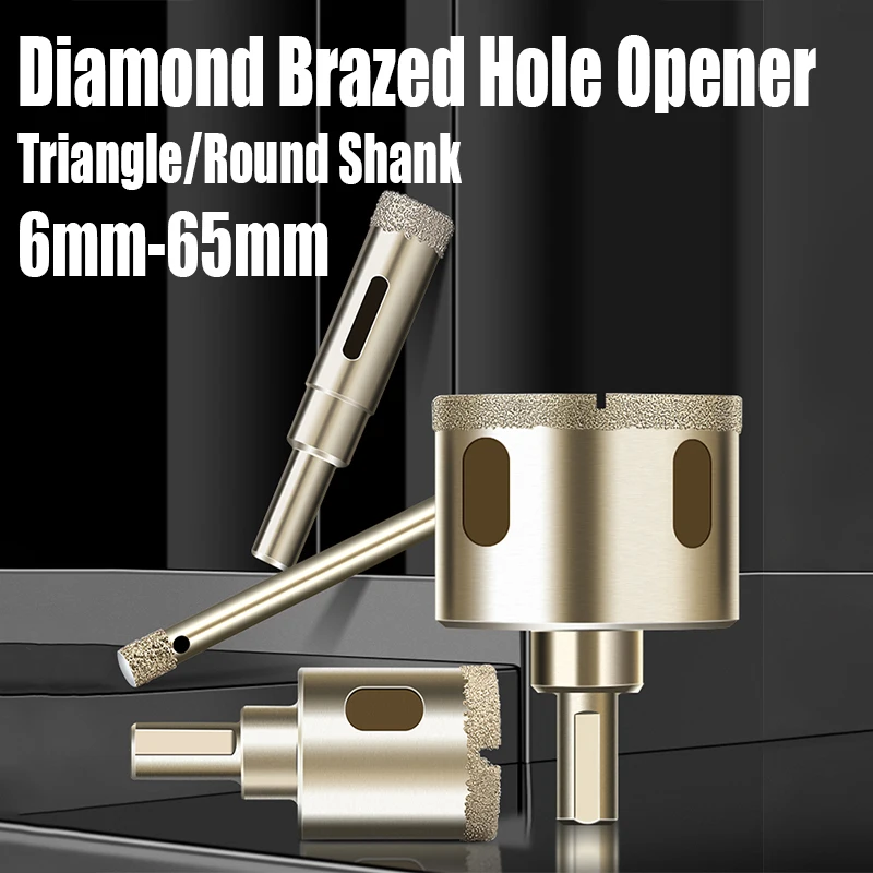 1PC 6-65mm Diamond Brazed Hole Opener Marble Hole Saw Drill Bit Ceramic Tile Glass Granite Drilling Cutting Triangle Round Shank 20 65mm marble hole opener ceramic glass jade vitrified tile all porcelain granite dry drilling bit ferramentas