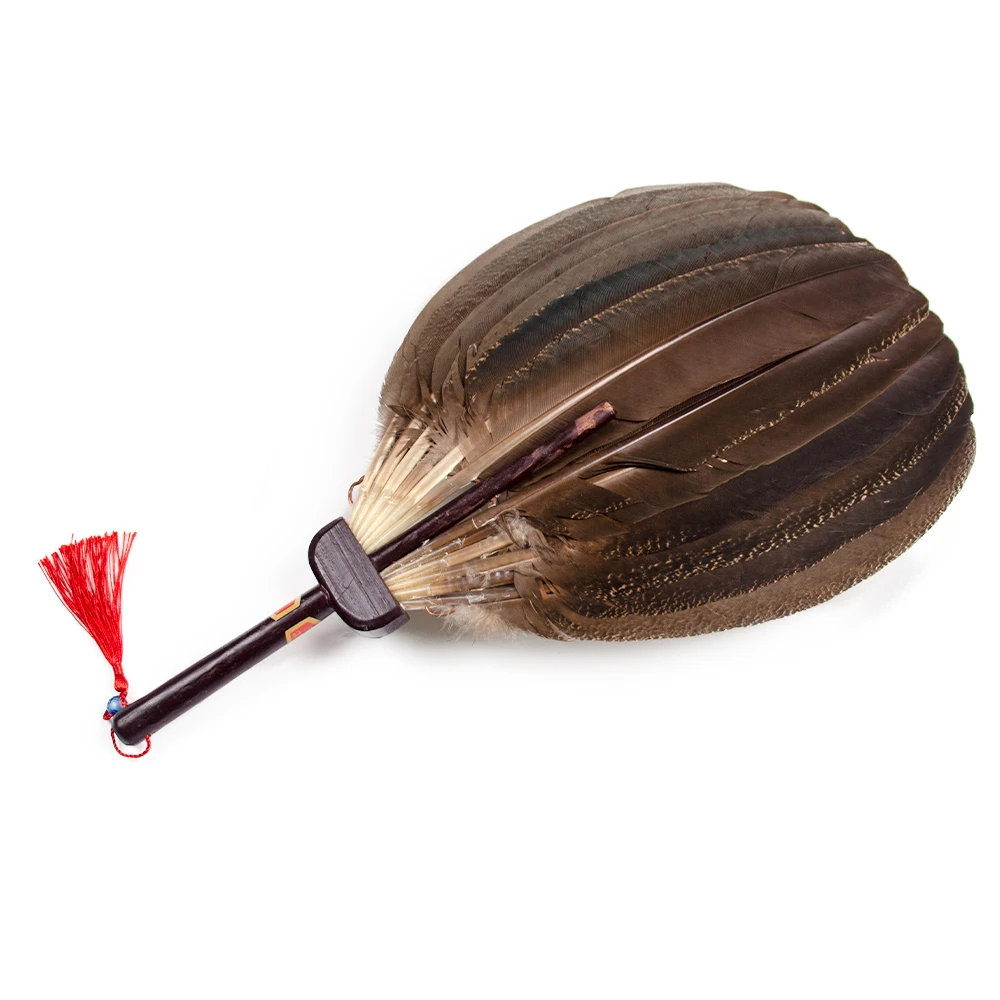 

Chinese Style Zhuge Liang Fan Peacock Feathers Hand Fans Personalized Bamboo Fan for Retro Party Dance Decoration
