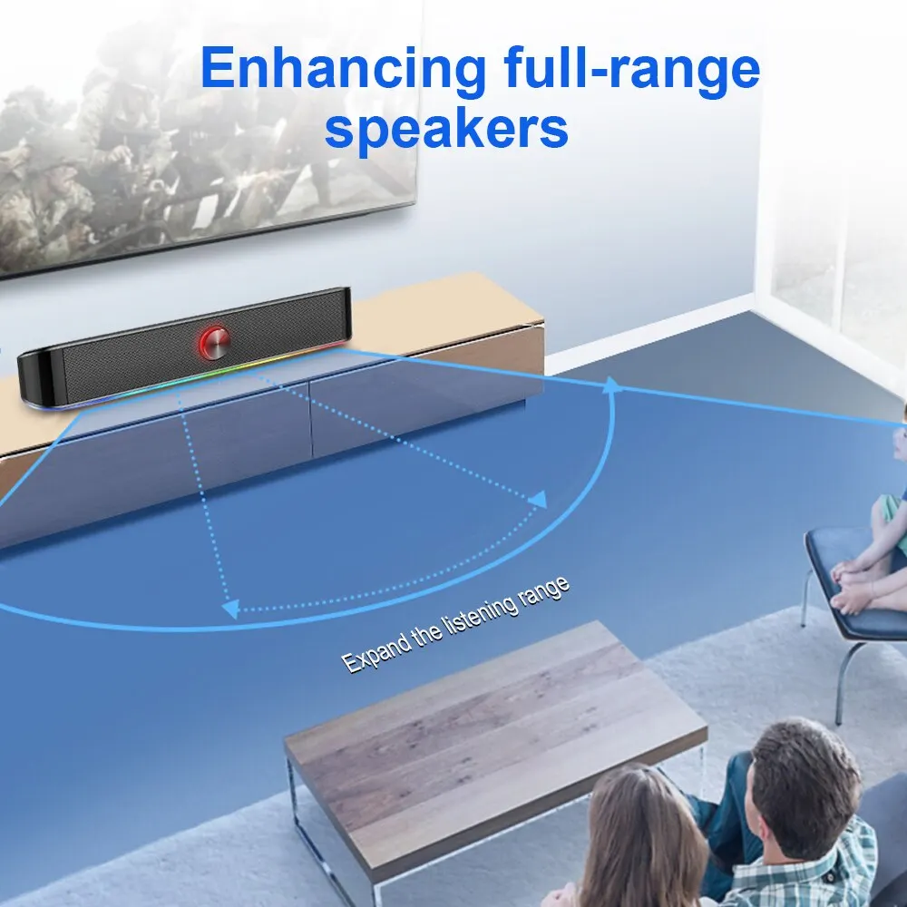 Computer Speakers REDRAGON GS560 Adiemus Aux 3.5mm Stereo Surround Music Smart RGB Speakers Column Sound Bar for Computer PC Notebook Loudspeakers