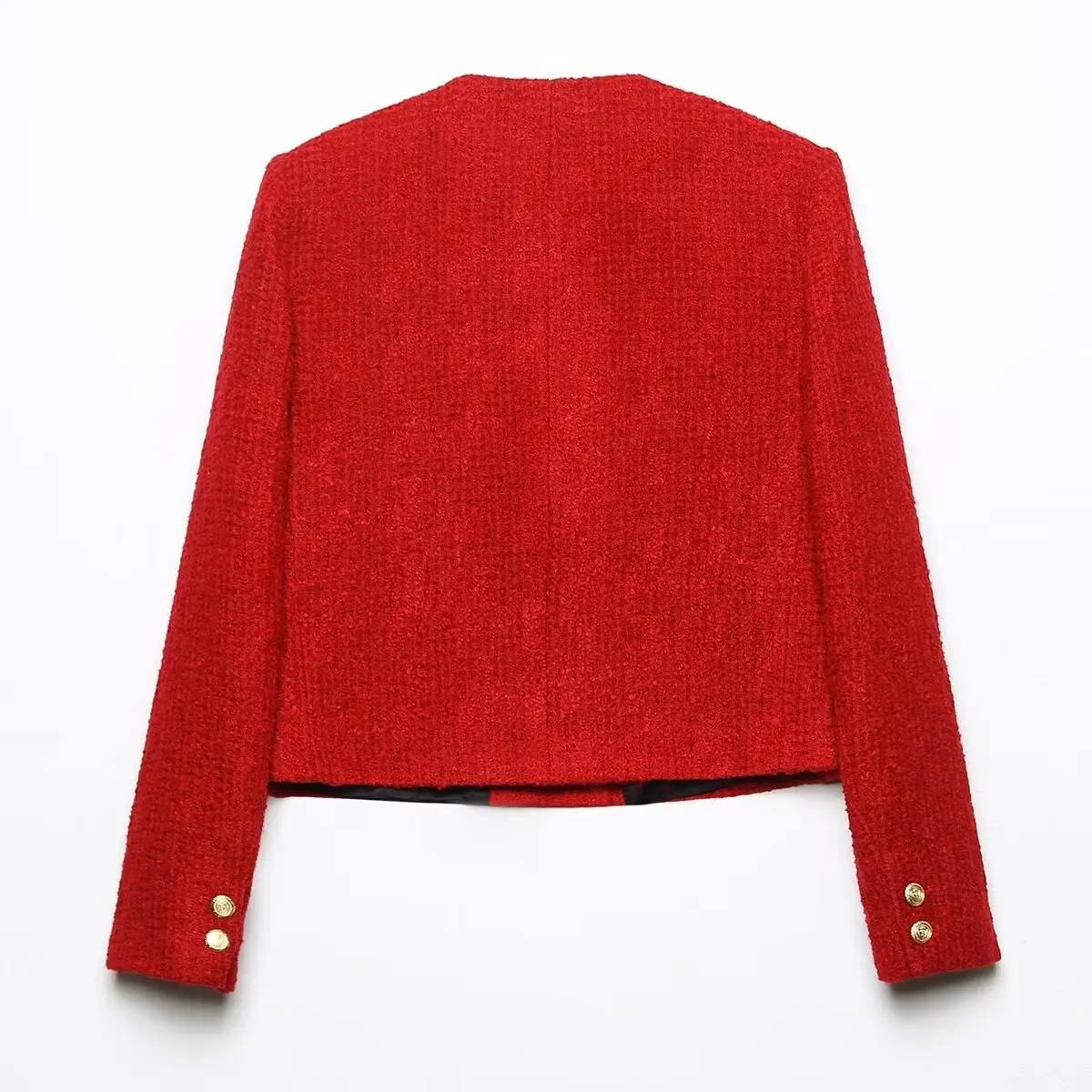 

Withered French Casual Red Elegant Jacket Women Tops Fashion Office Women's Double Breasted Textured Suit Blazers