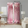 2 pcs, versatile polyester transparent curtains for home decoration Pink Floral for use in bedrooms and living rooms 4
