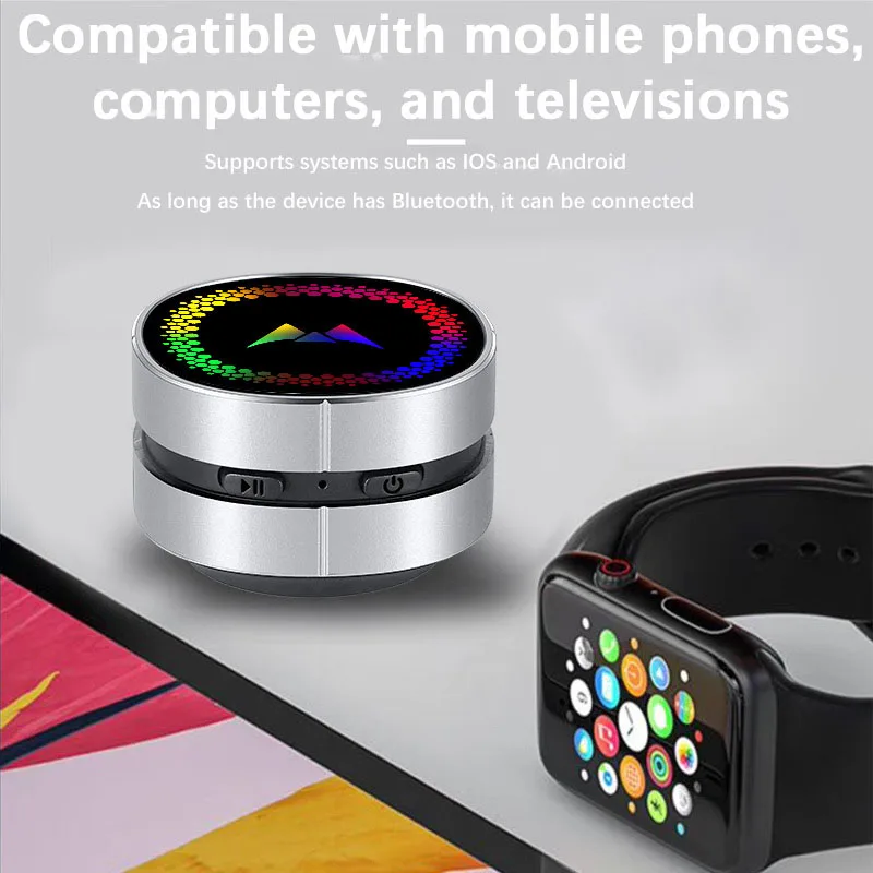 Mini Bone Conduction Bluetooth Speaker Portable Shocking Bass Soundbar Wireless TWS Music Player Long Endurance Colorful Light