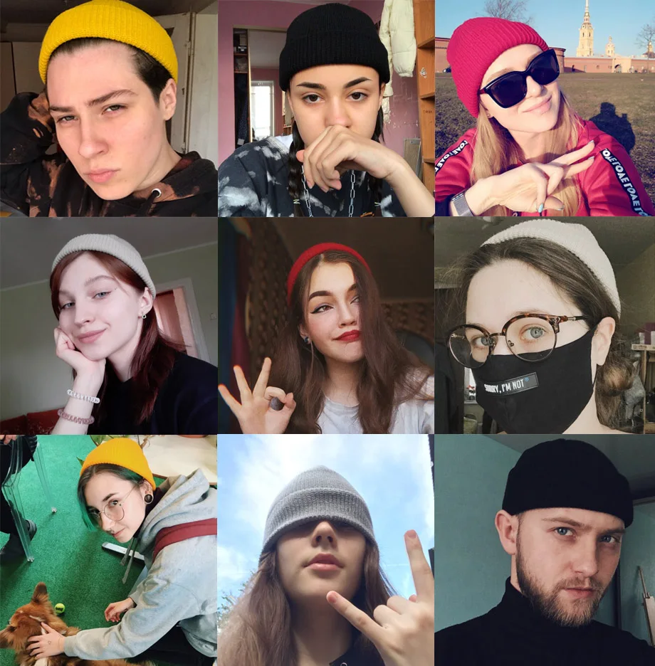 Knitted Hats for Women Skullcap Men Beanie Hat Winter Retro Brimless Baggy Melon Cap Cuff Docker Fisherman Beanies Hats For Men - 2