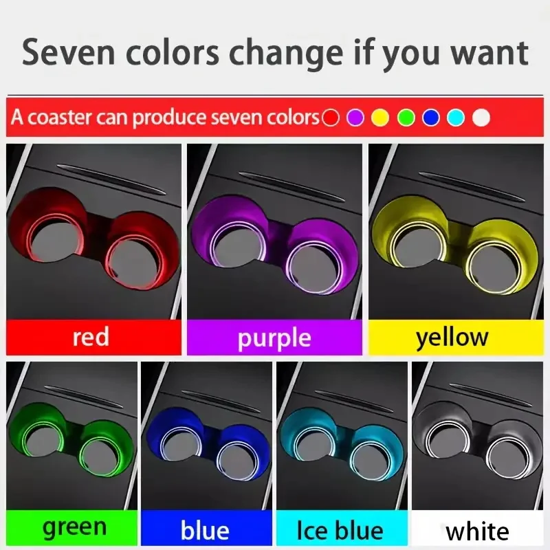 7 Colors Car Coasters Cup Holder LED Light Mats Bottle Light Sensor Atmosphere Interior Accessories Universal car coasters