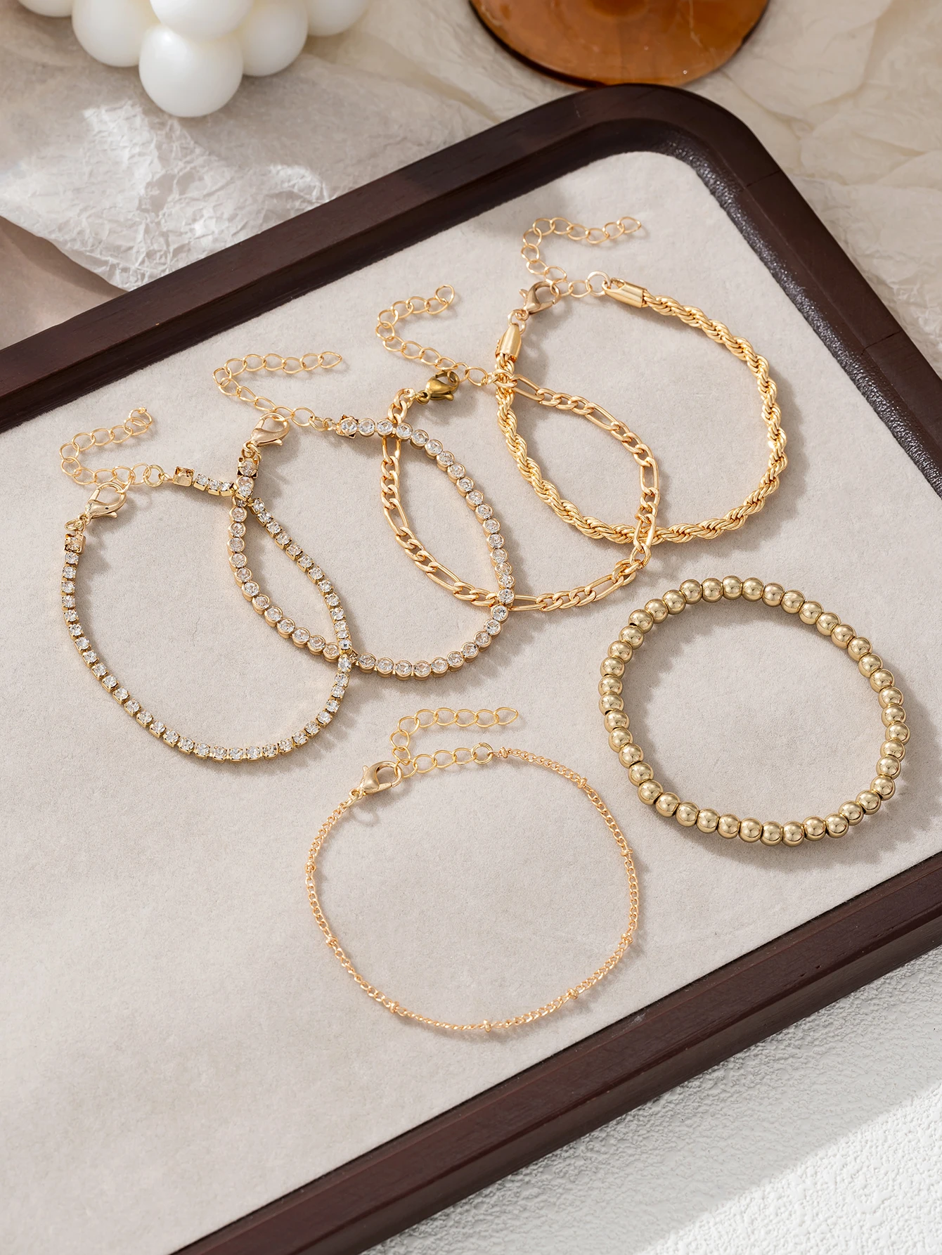 6pcs Cuban Metal Overlay Bracelet for Women