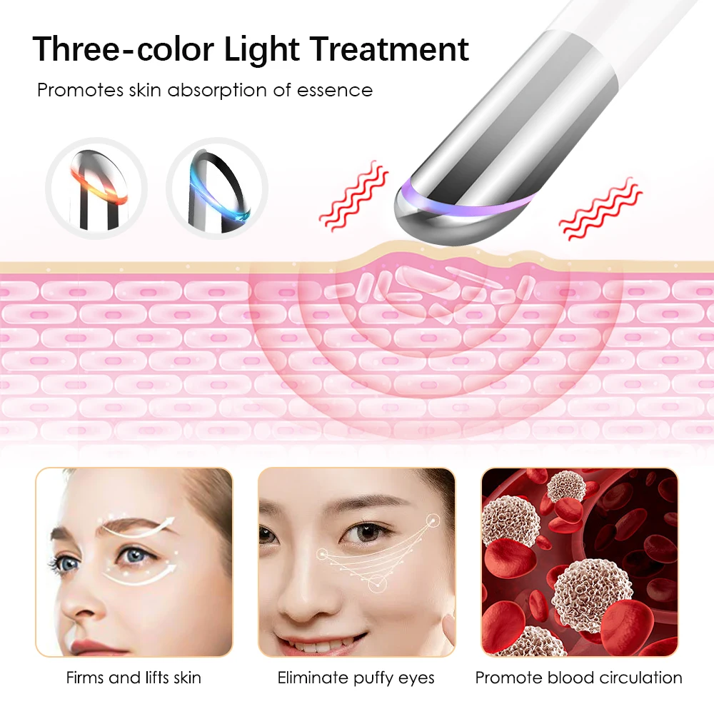 IPL Vibration Eye Massager Anti Dark Circle Blue Light Anti Wrinkle Eye Massage Pen Hot Compress Eye Beauty Care Device 2