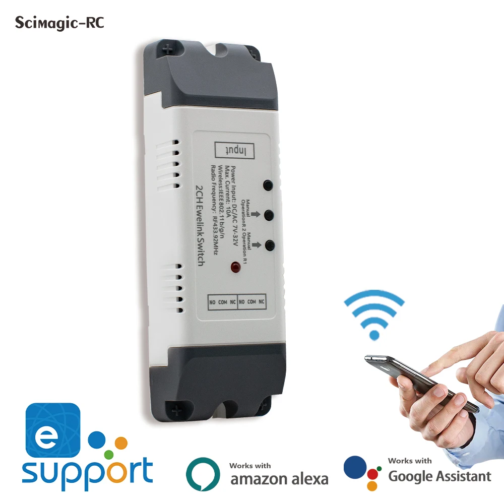 

2CH WiFi RF eWelink Smart Switch Module Garage Door APP Remote Control Compatible With Alexa Echo Google Home Newest