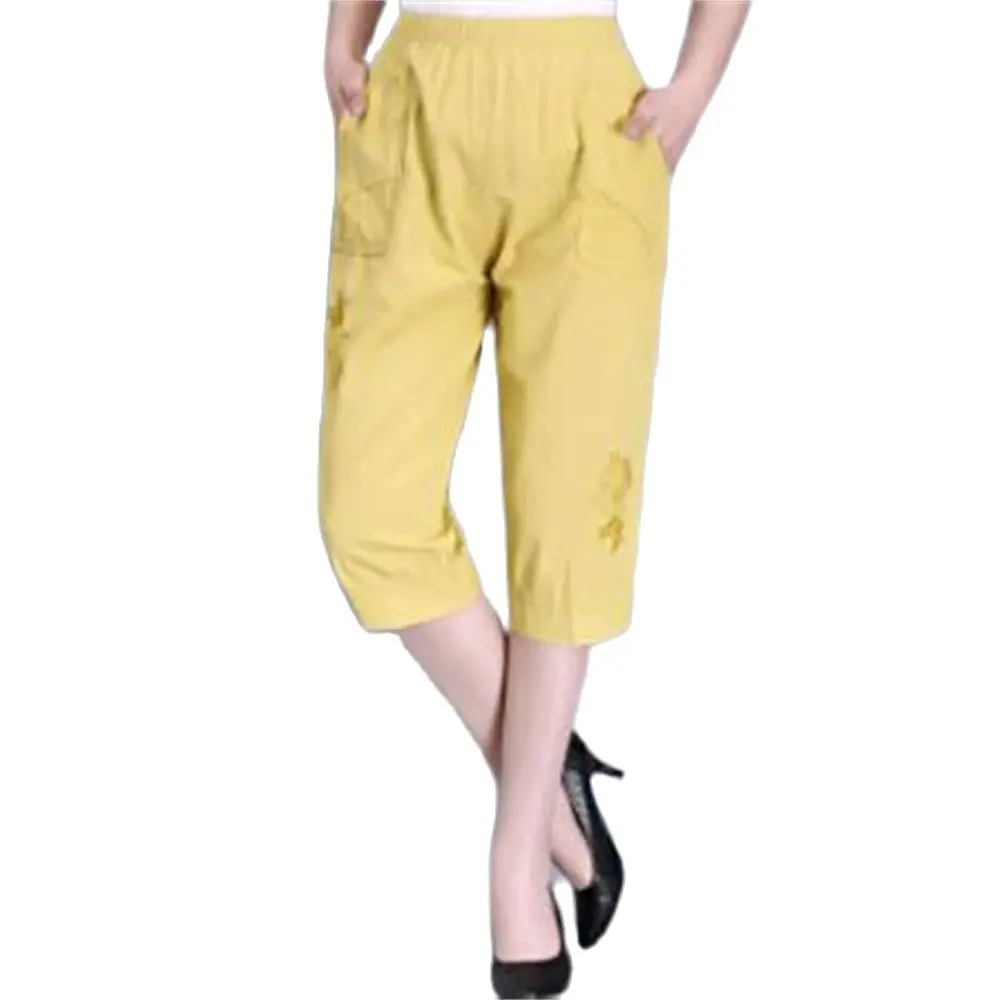 

Women 100% Cotton Capris Pants Female Summer 2024 Womens High Waist Pants Woman Candy Color Straight Calf-Length Trousers Thin
