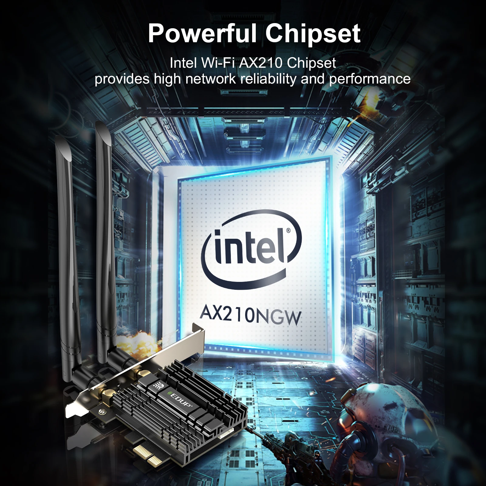 Фото EDUP WiFi6E Intel AX210 PCIE WiFi Adapter 5374Mbps Bluetooth5.3 WiFi сетевая карта 2.4G/5G/6GHz PCI Express 802.11AX с MU-MIMO №3